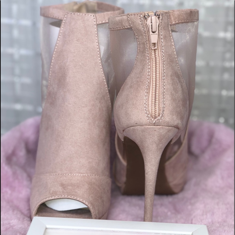 Peep toe ankle boots with zipper